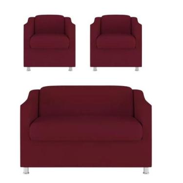 Imagem de Kit 2 Poltrona + Namoradeira Bia Decorativa Reforçada Recepção Clínica