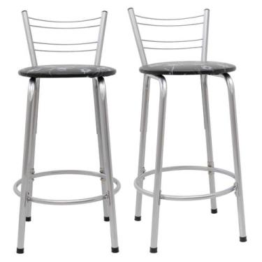 Imagem de Kit 2 Banco Para Balcão Ilha Bistrô Banqueta 60cm Flórida Prata Bar Co