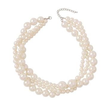 Imagem de Colar Perola Kit Grande Noiva Festa Casamento Triplo Delicado Elegante Luxo-Gargantilha Choker Pérola Anos 60 Camada-Presente Feminino Mãe Avó Senhoras Anos 80 Época