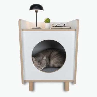 Imagem de Mesa de Cabeceira Pet em MDF 15mm Com Casinha Para Gato e Cachorro Aparador de Sala Moderno