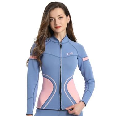 Imagem de GoldFin Roupa de mergulho feminina, jaqueta feminina de neoprene de manga comprida de 2 mm, mantém aquecido para hidroginástica, natação, mergulho, surfe, pequeno