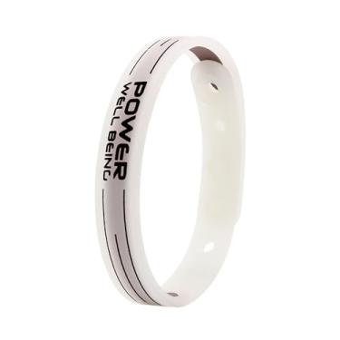 Imagem de POWER IONICS Pulseiras de equilíbrio para homens/mulheres Pulseiras de silicone Pulseira de proteção Pulseira Transparente/Preto, 24 cm, 5 furos para ajustar, tamanho de pulso de 13 a 23 cm