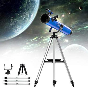 Imagem de Telescópio astronômico profissional para crianças e adultos, telescópio refletivo de 76 mm com abertura de 700 mm, telescópio portátil de viagem de alta ampliação para observação de estrelas com bolsa