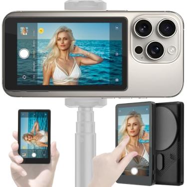 Imagem de Tela sensível ao toque para iPhone e Android, monitor magnético de câmera traseira de 4 polegadas, tela sem fio de baixa latência, brilho de 3 níveis, 1500 mAh para criadores do YouTube Vlog TikTok
