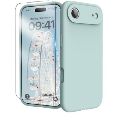 Imagem de INGIDO Capa para iPhone Air, capa de silicone líquido com proteção para câmera, forro de microfibra macia antiarranhões, capa protetora à prova de choque para iPhone Air de 6,5 polegadas, verde menta