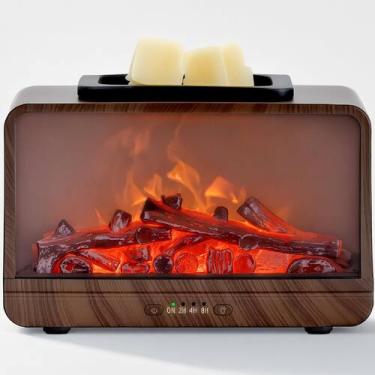 Imagem de Aquecedor elétrico de fusão de cera MelliVs Dynamic Flame Wood Grain -