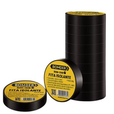 Imagem de Kit 10 Fita Isolante 9m 1,7cm Profissional Resistente 600w - RR CASA E
