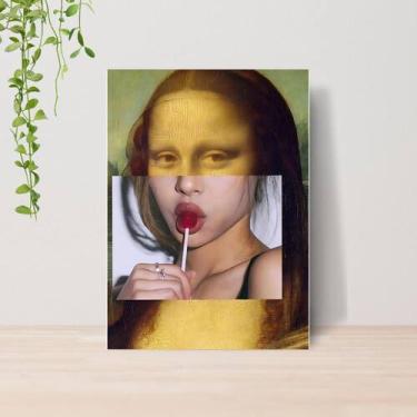 Imagem de Quadro Artes Clássicas Engraçadas Monalisa A4  Placa MDF 02 - Lomi Art