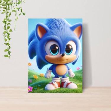 Imagem de Quadro Decorativo Sonic Infantil A4  Placa MDF 05 - Lomi Art