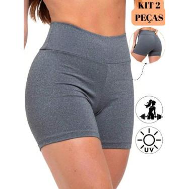 Imagem de Kit shorts meia coxa fitnes ciclista cós duplo feminina cintura alta i