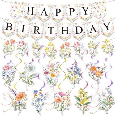 Imagem de Decorações de aniversário FINDRICH Wildflower 25 unidades para menina