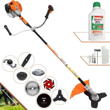Imagem de Roçadeira Vulcan VR520H 52cc Com Carretel + Facas 2 Pontas, 3 Pontas, 6 Pontas, 40 Dentes de Vídea, 80 Dentes, Trimmer, Escova de Aço + ÓLEO STIHL 2T