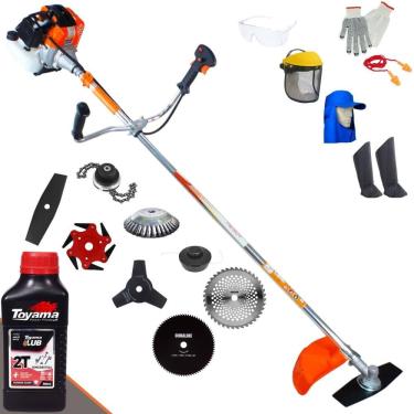 Imagem de Roçadeira Vulcan VR430-S 43cc 1,7HP + Facas 2 Pontas, 3 Pontas, 6 Pontas, 40 Dentes de Vídea, 80 Dentes, Trimmer e Escova de Aço + EPI + ÓLEO TOYAMA