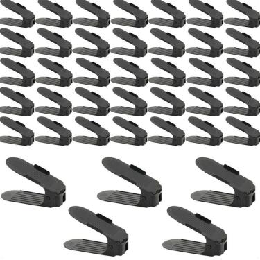 Imagem de Kit 40 Organizador De Sapato Reforçado Com 3 Altura Preto