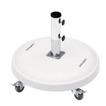 Imagem de Base para Ombrellone Redonda em Concreto com Rodas 50kg Branca - Bel, 
