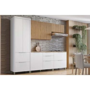 Imagem de Cozinha Modulada Nesher Rainha E Marquesa 5 Peças (2aéreos+2balcões+1paneleiro) C5p110 Nature-branco-nesher