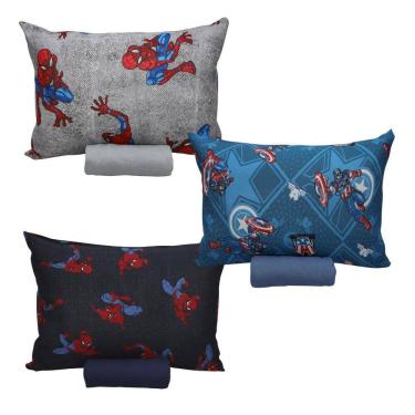 Imagem de Kit 3 Roupas De Cama 100% Algodão Menino Super Heróis Marvel