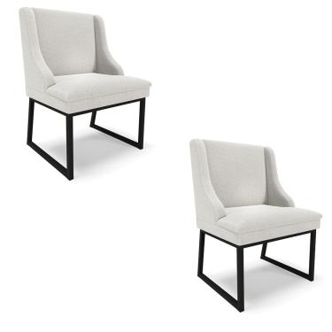 Imagem de Cadeira Sala de Jantar Industrial Preto kit 2 Liz Bouclê Cinza D03 - D'Rossi