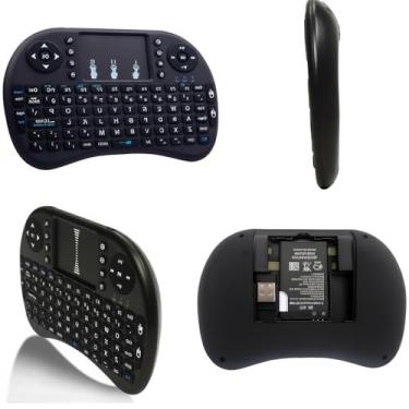 Imagem de Mini Teclado Sem Fio, Controle Wireless com USB para Smart TV, Teclado Compacto Portátil com Touchpad, Preto