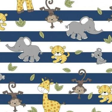 Imagem de Tecido Tricoline Animais Listrado Marinho - Tecidos Caldeira - 50 x 15