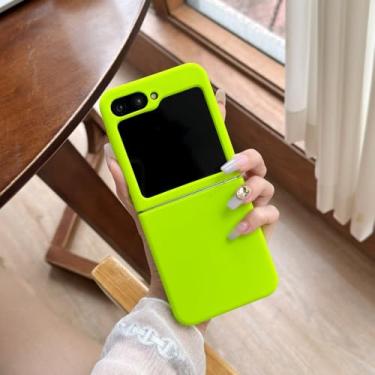 Imagem de Capa de silicone líquido fluorescente neon para Samsung Galaxy Z Flip 6 5, capa Z Flip6 ZFlip5, capa fosca à prova de choque, verde fluorescente, para Samsung Galaxy Z Flip 5