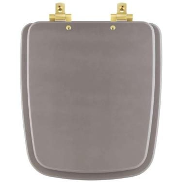Imagem de Assento Sanitário Mdf Soft Close Boss Stone (cinza Fosco) Para Vaso Incepa Com Ferragem Dourada