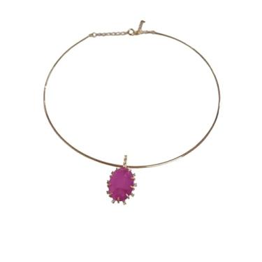 Imagem de Choker Feminino com Pedra Fusion e Mini Zircônias, Banhado a Ouro 18k