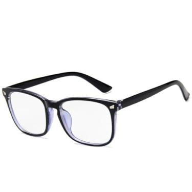 Imagem de Óculos decorativos com rebite quadrado popular, armação clássica para homens e mulheres, para atividades ao ar livre e viagens (preto e azul)