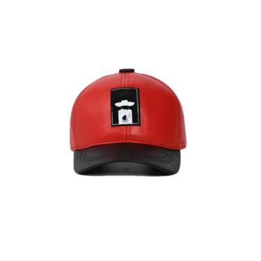 Imagem de Chapéus femininos e masculinos macios de pele de cordeiro para lazer ao ar livre, língua de pato, Vermelho, 56-58 cm