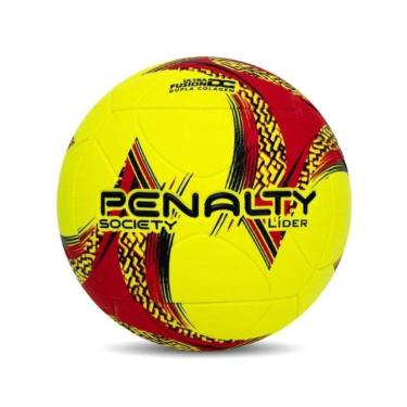 Imagem de Bola Futebol Society Profissional Penalty Lider XXIII Amarela Quadra Sintética 6 Gomos Macia Futsal-Unissex