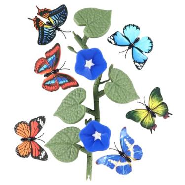 Imagem de Conjunto Estético Blue Morning Glory & Butterfly - Mini Imãs de Geladeira Ivy Cozinha Sala de Aula Quadro Branco Decoração Magnética Botânica (Flor Azul)