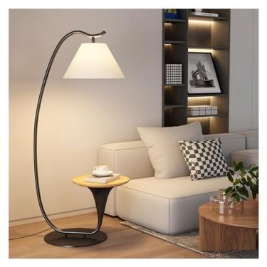 Imagem de Luminária de chão Combinação de mesa e abajur com lâmpada LED, cabeceira, final madeira moderna para quarto, sala estar, escritório(Natural)