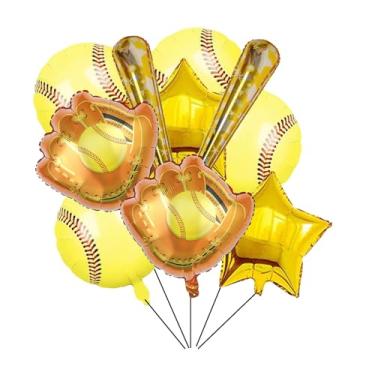 Imagem de 10 peças de balões de softball, lembrancinhas de festa de softball, balões redondos, cenário de festa com tema esportivo, para decoração de aniversário de meninos e meninas