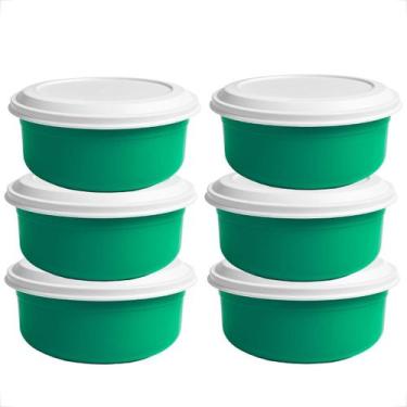 Imagem de Kit Saladeira 4,6L 10 Unidades Coloridas com Tampa Branca Em Plástico 