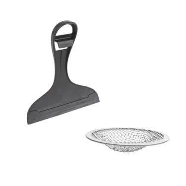 Imagem de Kit Rodo de Pia e Ralo Aço Inox 8cm Conjunto Rodinho e Ralinho Premium Aramado Limpeza Cozinha Material Premium Compacto