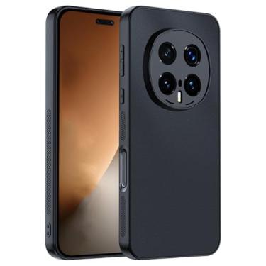 Imagem de POYUFRG Capa fina para Honor Magic 8 Pro/Magic 8, capa de telefone minimalista de couro anti-impressão digital com capa de proteção de lente com tudo incluído, preta, 8