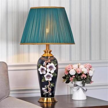 Imagem de Luminária de mesa contemporânea de luxo em cerâmica com LED, estilo retrô americano, perfeita para sala de estar, quarto, escritório, casa de campo ou hotel (Estilo 11)