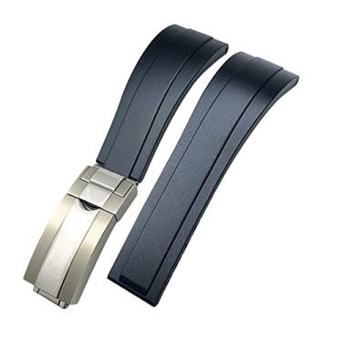 Imagem de WYUYIWH Pulseira de relógio de borracha de 20 mm e 21 mm para Rolex Daytona Submariner GMT Yacht-Master OYSTERFLEX Pulseira de silicone com fivela de implantação