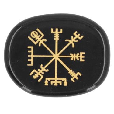 Imagem de Cálculos de Símbolo de Runa de Cura, Esculpida à Mão, para Cicatrização de Chakra No Bolso, Bolsa ou Palmeira, Curador de Ferramentas Espiritual (Obsidiana)