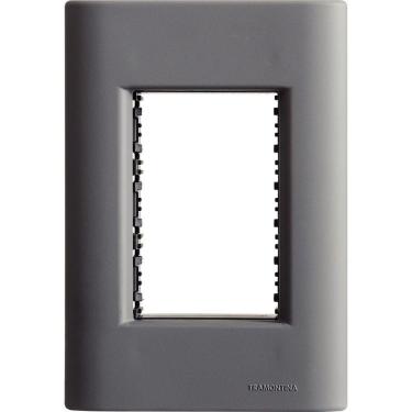 Imagem de Placa 3 Postos 4x2 Tramontina Giz Titânio Soft Touch Suporte Tramontina