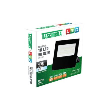 Imagem de Refletor Tr Led 50w Slim Preto - Taschibra 6500k (branca)
