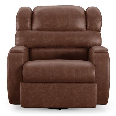 Imagem de Poltrona Do Papai Sala De Cinema Reclinável Manchester Glider Manual Giratória Pu Marrom Brilho