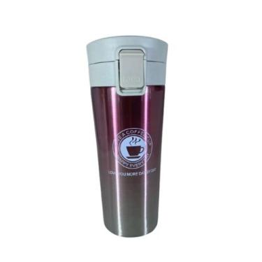 Imagem de Copo Térmico em Aço Inox Squeeze Tampa com Isolamento a vácuo Café Que
