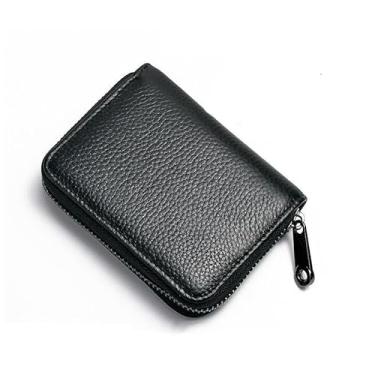 Imagem de Porta-cartões sanfonados antifurto para homens e mulheres, carteira de cartão de crédito de grande capacidade com proteção RFID, Preto, Porta-cartão RFID elegante com design sanfonado