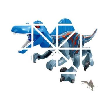 Imagem de Blocos De Montar De Dinossauros Jurássicos: Velociraptor, Triceratops,