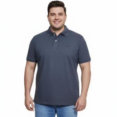 Imagem de Camisa Polo Masculina Plus Size Cinza Dawson, Cinza, Escuro, G1