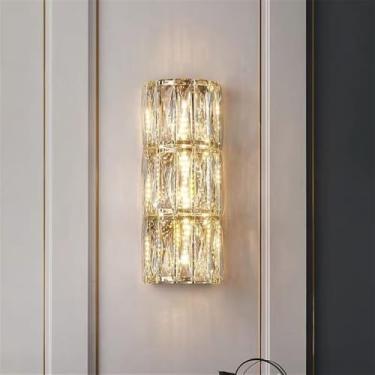 Imagem de Luminária de parede moderna e luxuosa em cristal com LED, ideal para sala de estar, quarto, cabeceira, casa de campo, hotel, escritório, escada e corredor (Estilo 31 D15H36CM)