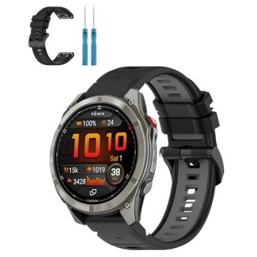 Imagem de Pulseira esportiva de silicone Garmin FASCGnix 8 Pro AMOLED de 51 mm, pulseira de armadura durável ao ar livre, substituição macia e respirável para fitness, caminhadas, corrida, uso diário (preto +