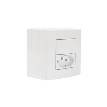 Imagem de Caixa De Sobrepor 75x75 Com Interruptor Simples 10a E Tomada 2p+t 10a Margirius Sleek Branca