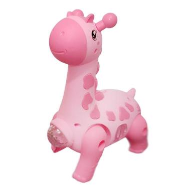 Imagem de Girafa Brinquedo Infantil Dançante Robô Som Luz Crianças Bebe Rosa